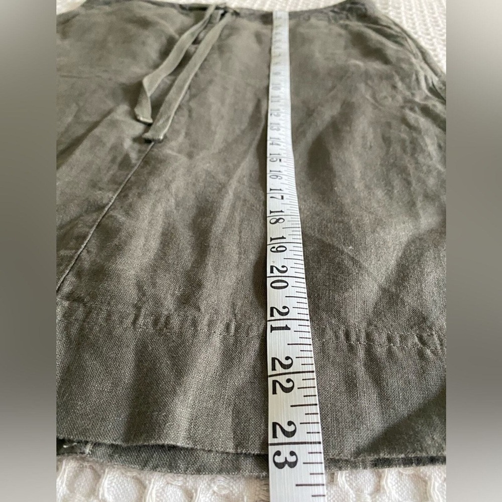 Talbots Olive Green Pure Irish Linen Pencil Skirt Size 6 Drawstring Utility - Picture 5 of 9
